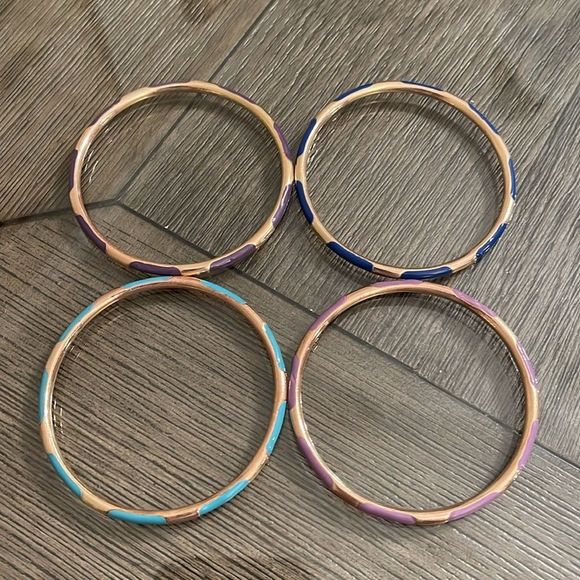 Vintage Brass and Enamel Bangles, Shades of Blue & Purple - Picture 8 of 16
